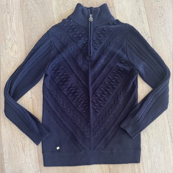 Daily Sports Womens Half Zip Knit Sweater Navy Blue Medium - Picture 1 of 5